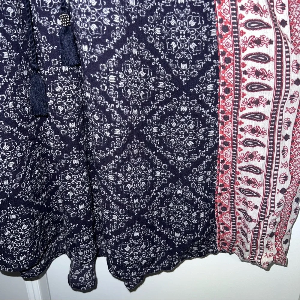 American Eagle Outfitters Navy and Red Printed Boho Tunic - Picture 5 of 8